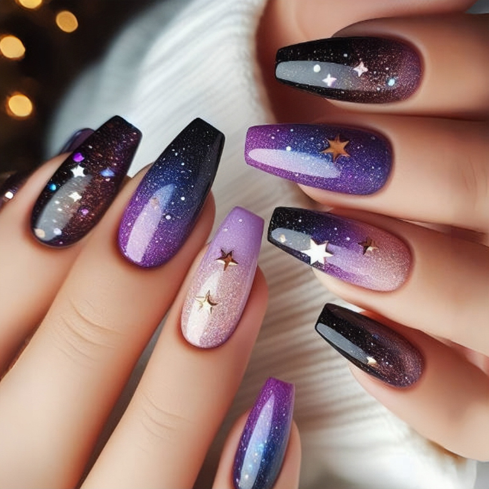 4 set （24Pcs/set ）Purple color False Nail Art Full Cover Artificial Fake Nails