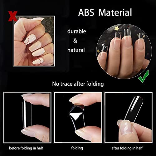 500Pcs Square Nail Tips Full Cover Clear Fake Nail Tips for B-square clear