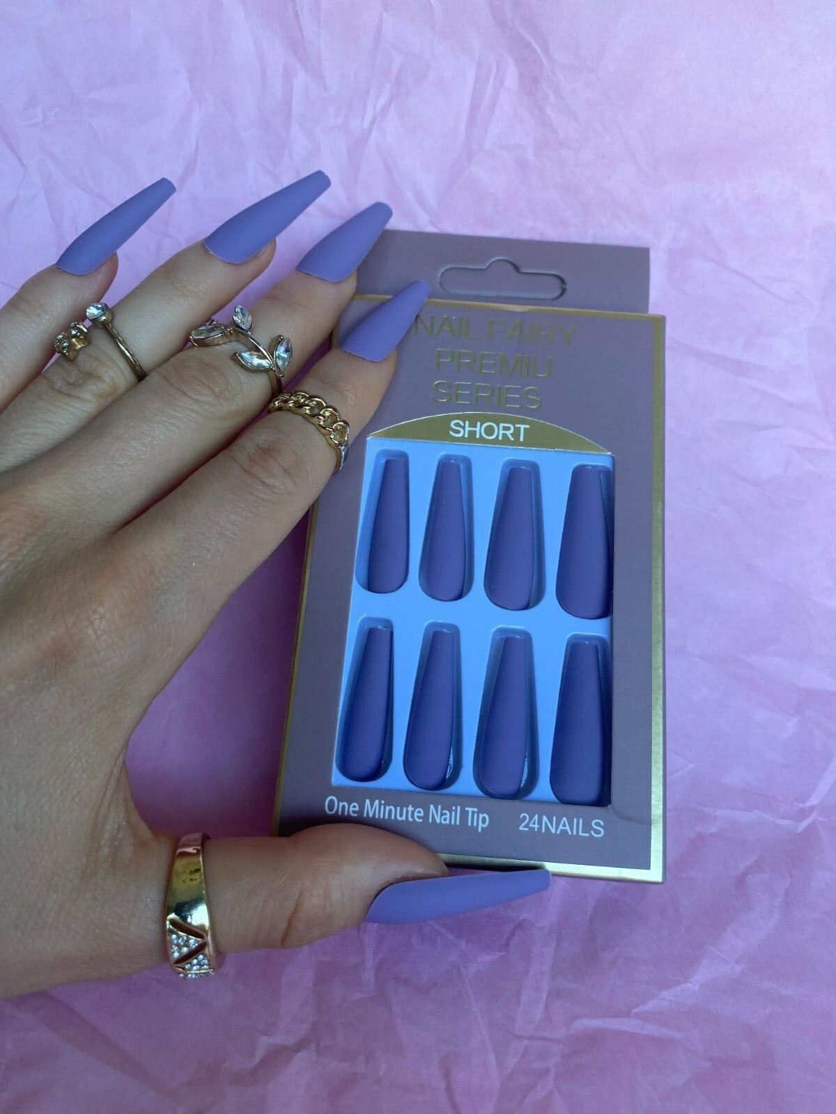 press on nails medium various colors: white, black, lavender, and peach BULK 