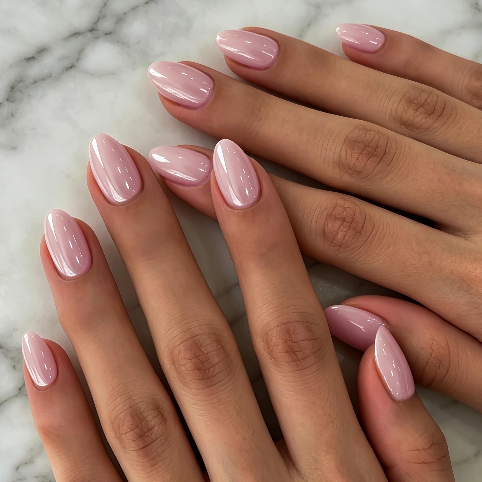 KXAMELIE Baby Pink Chrome Press On Nails Short, Shiny Extra Short Almond Pres…