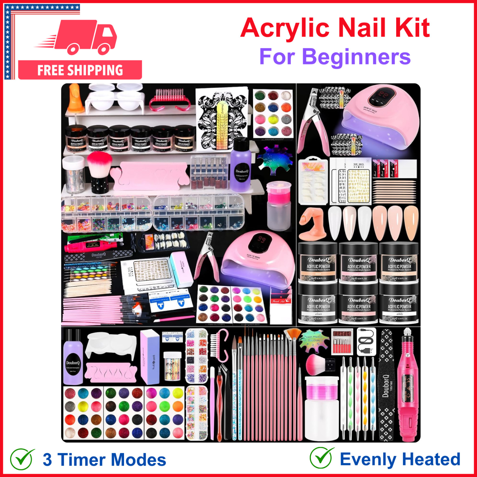 Acrylic Nail Kit With Drill And U V Light Full Nail Kit Set Professional Nails