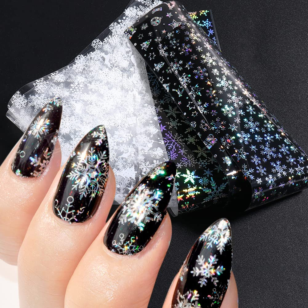 10 Sheets Christmas Nail Stickers,Christmas Nail Art Foil Transfer Stickers Nail
