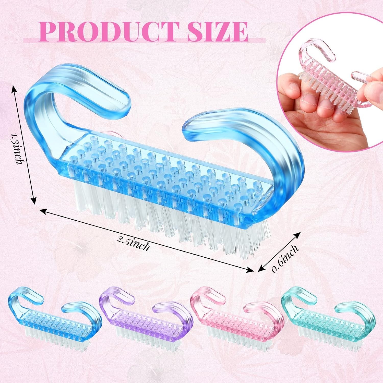Multicolor Nail Cleaning Brushes Set
