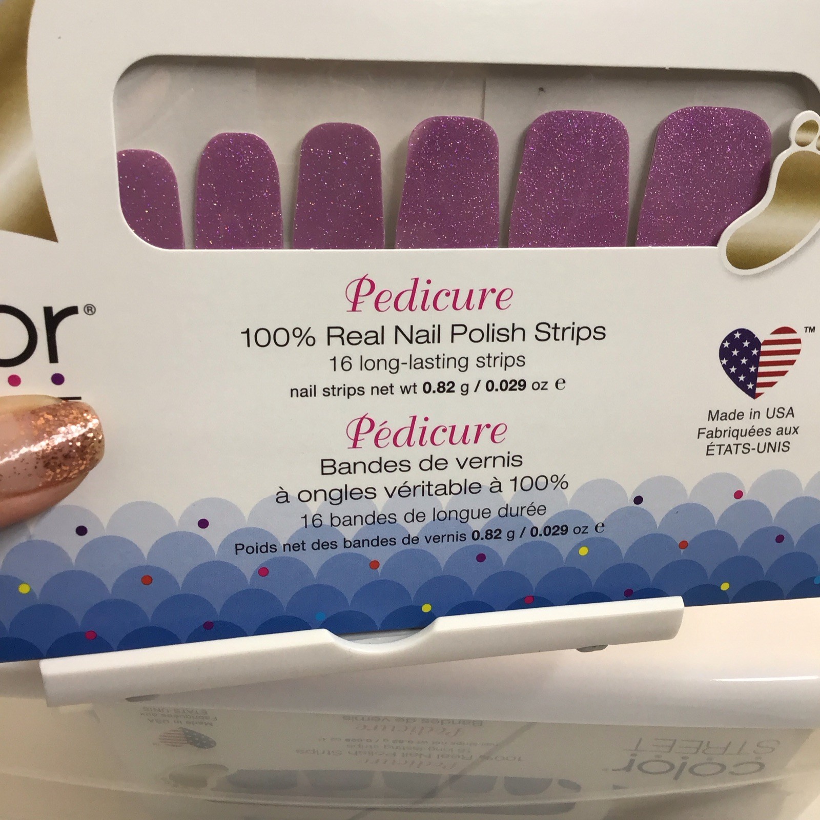 Color Street Pedicure Nail Polish Strips See It To Belize It (Electric Purple)