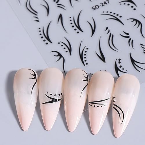 4 Sheets Leaf Nail Art Stickers, Abstract Leaves Nail Abstract Leaves Style 9