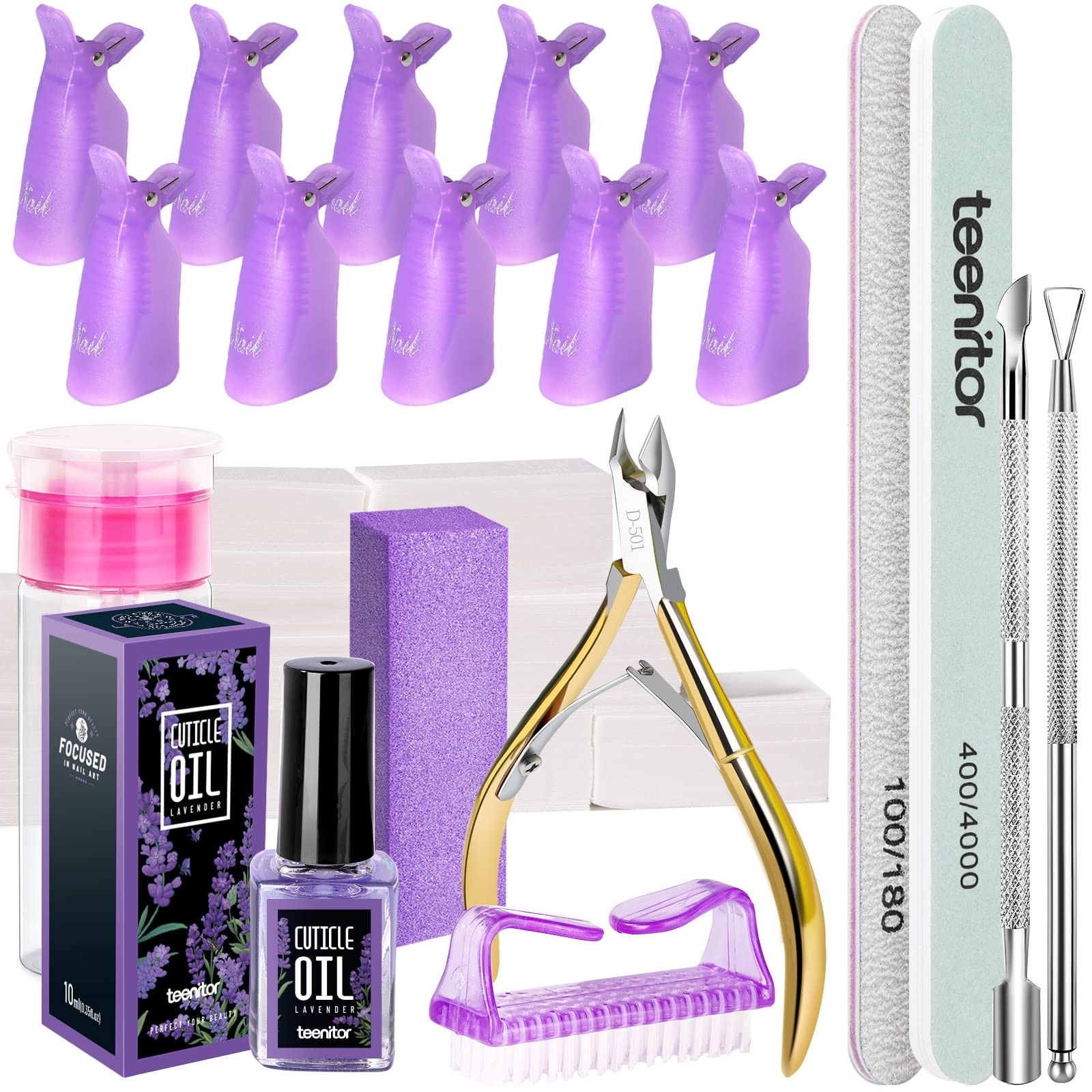 Teenitor Nail Gel Polish Dipping Powder Remover Tools 519 Piece Set, Purple