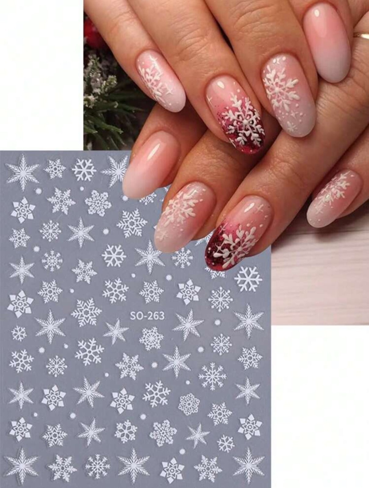 Snowflake Nail Art Stickers Festive Metallic Holographic Xmas Christmas Laser SO