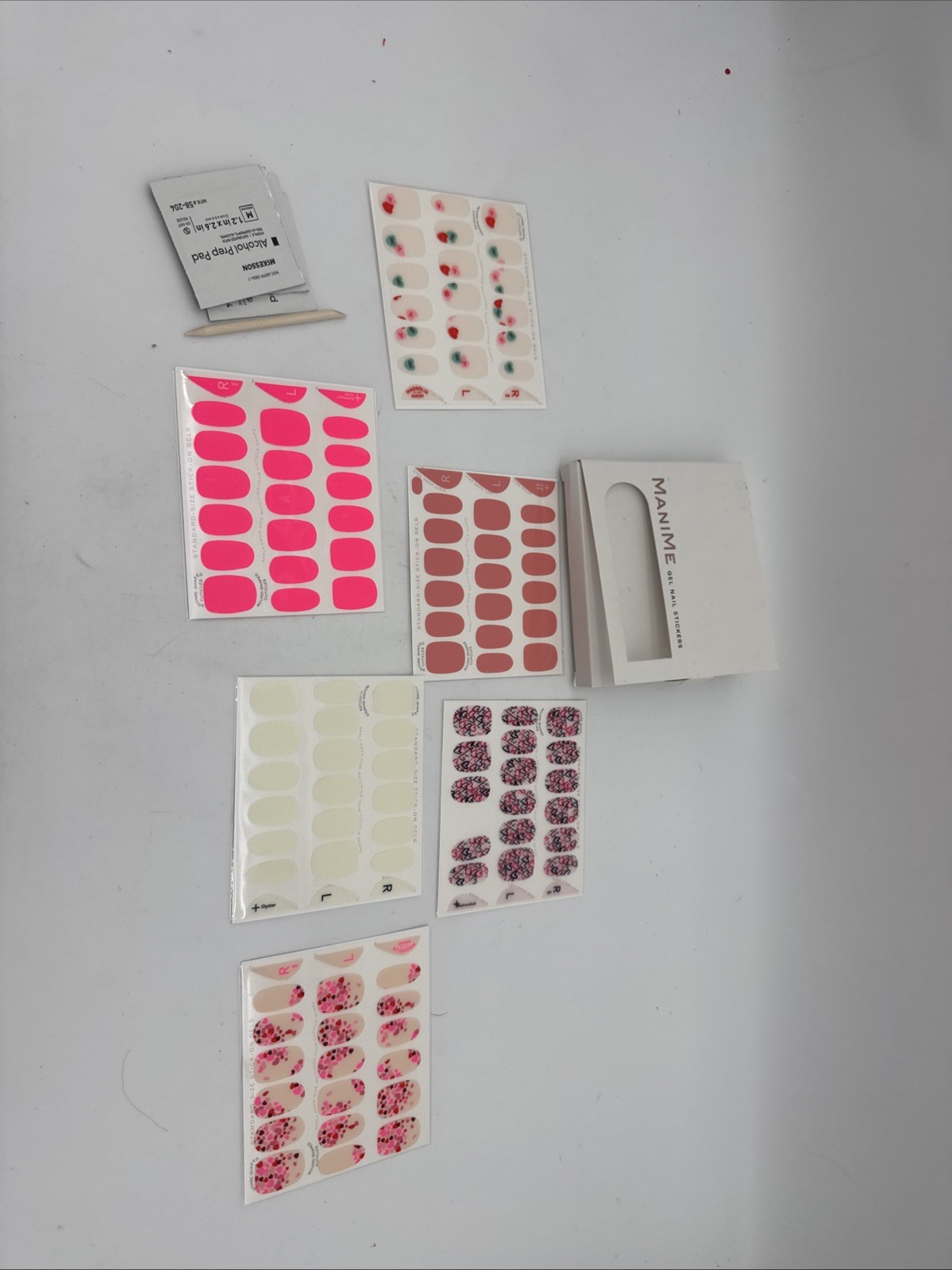 ManiMe Stick-On Gels Press-On Nails Lot 6 Pink Vegan Cruelty-Free