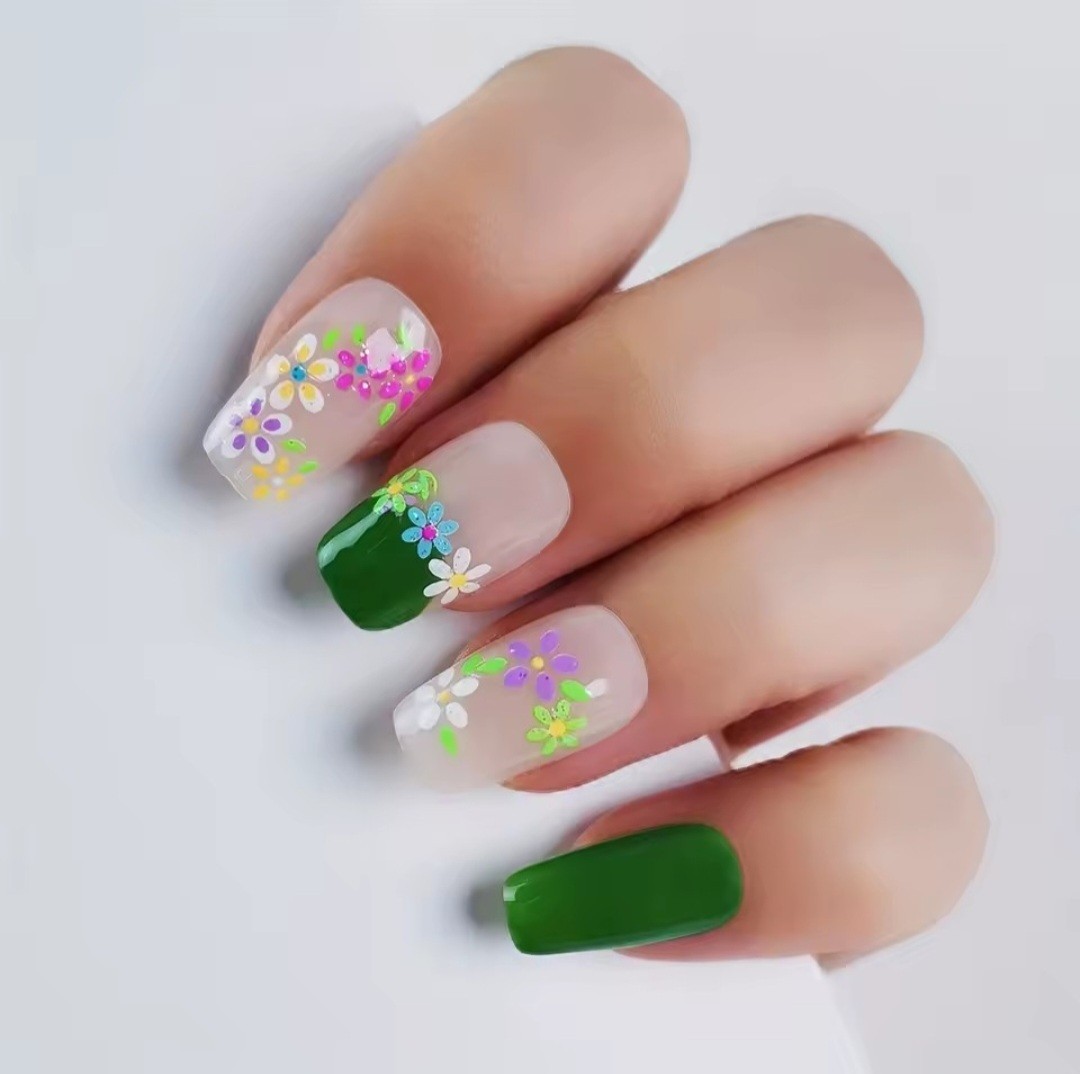 Fluorescent Multicolor Nail Art Stickers Flowers Hearts Stars Butterflies
