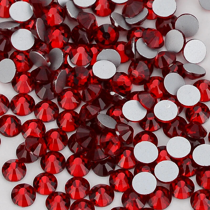 Siam Glass Flatback Rhinestone Glitter Red Glue On Crystal Diamond for Nail Art