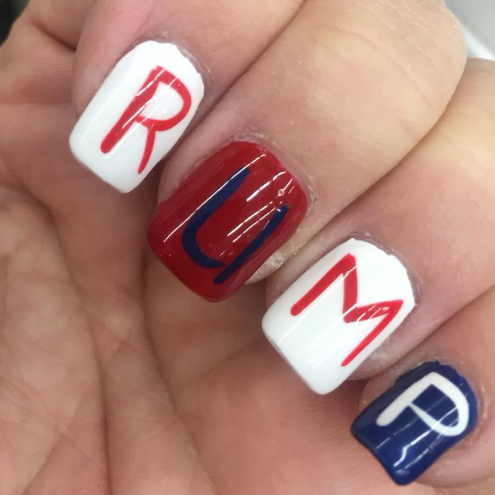 4th of July Press on Nails Glossy TRUM Glue on Artificial Fingernails HZJXRT …