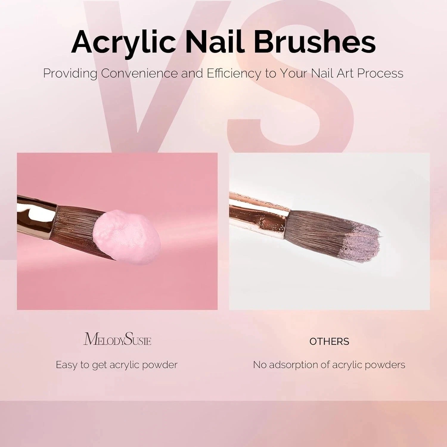 3pcs Professional Acrylic Nail Brush Set, Size 8/12/14 for Powder Application
