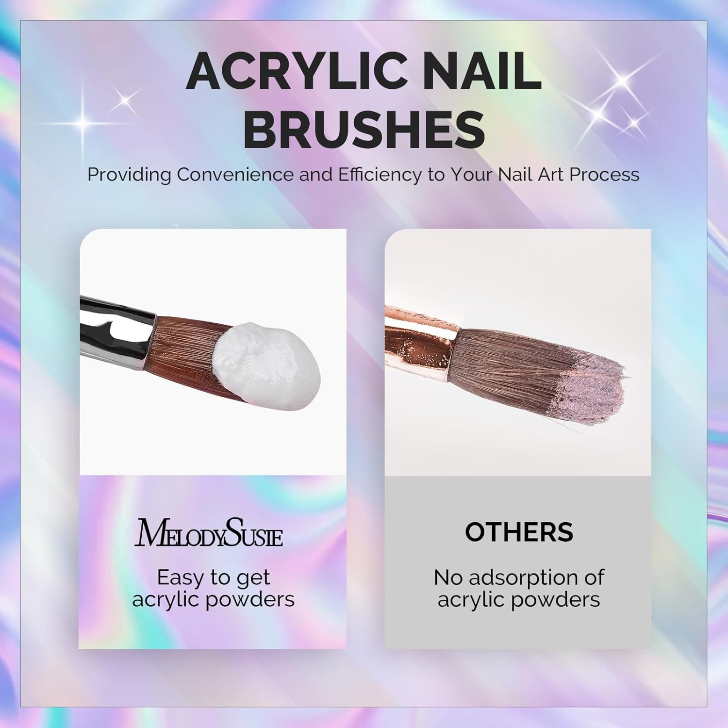 MelodySusie 4Pcs Acrylic Nail Brush Set, Size 8/10/12/14/ Professional Nail Brus