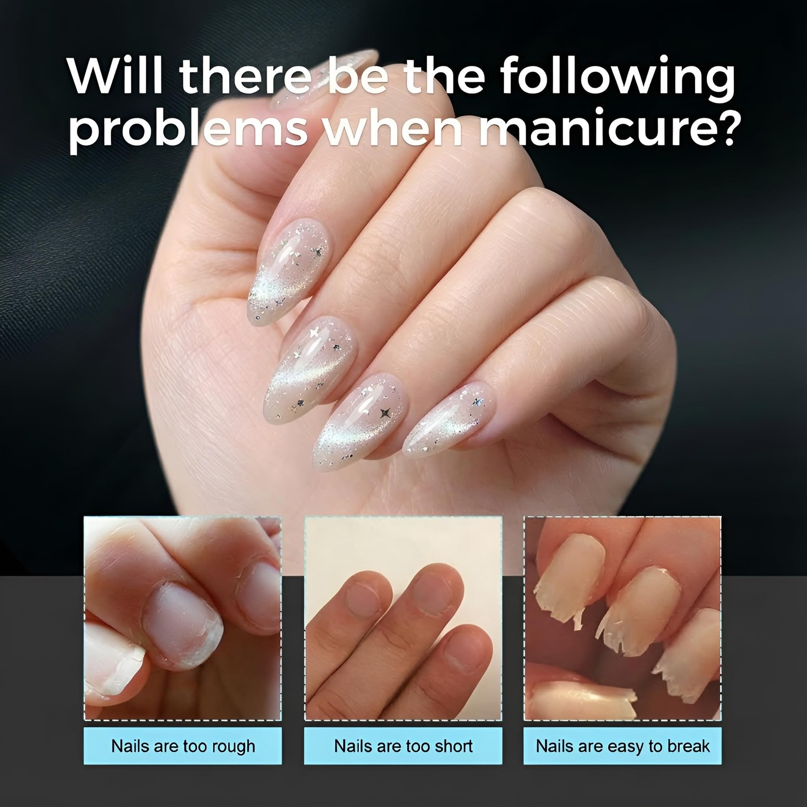 TOMICCA Short Almond Nail Tips 15 Sizes Nail Tips 240Pcs Almond Nails