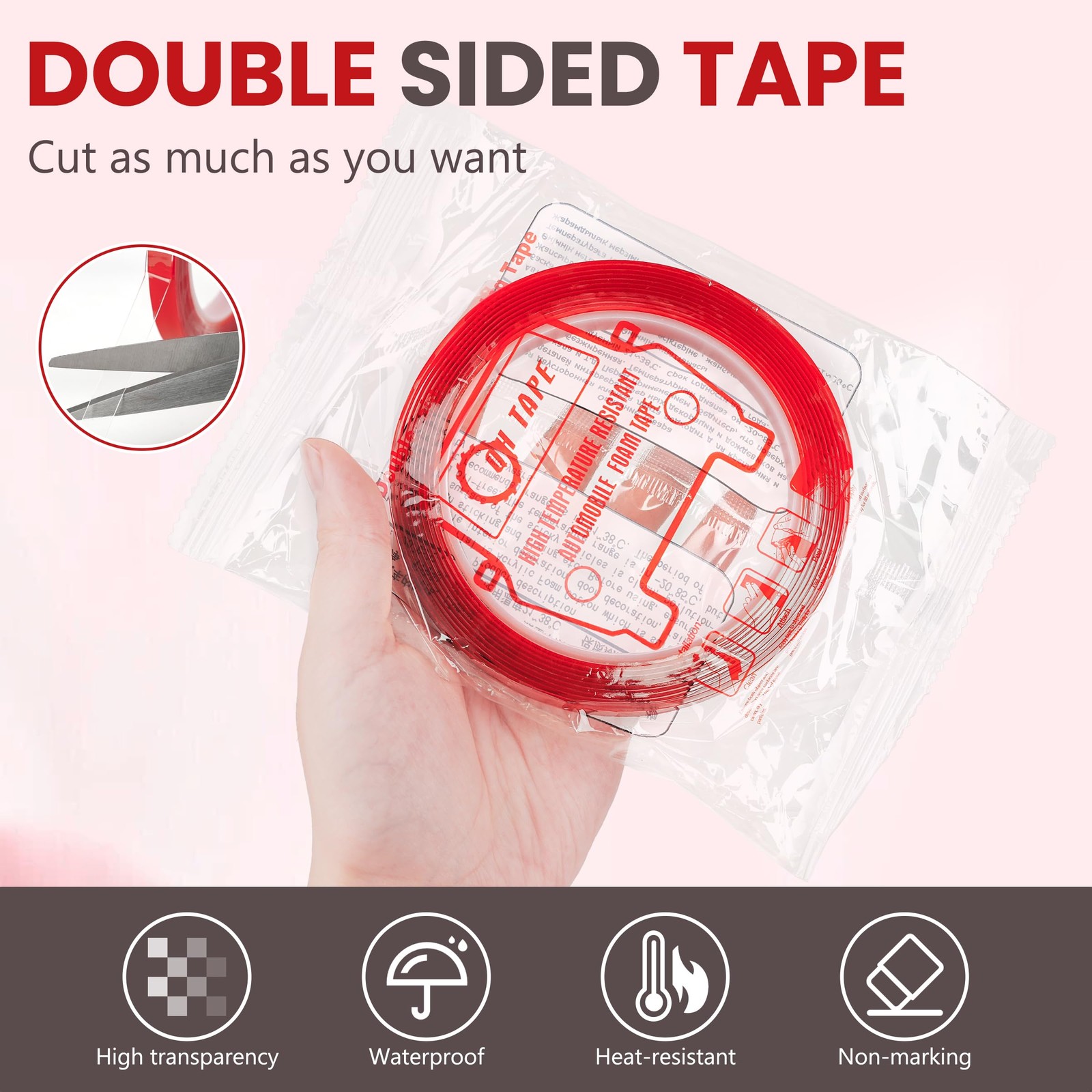 6 Rolls Double Sided Tape Nail for Press On Nails 12 inches, Clear