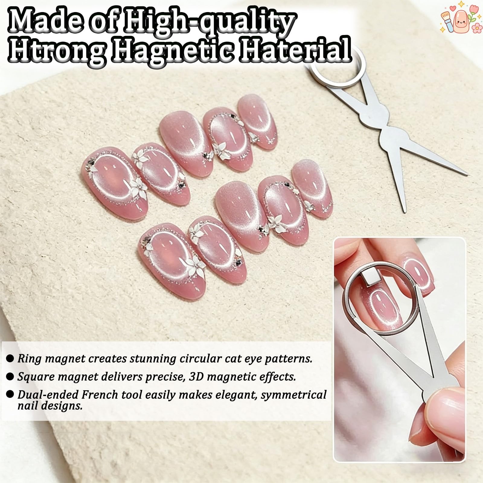 Ring-Shaped Cat Eye Magnet for Nails, Y & Rings Magne, Home Salon DIY Manicure