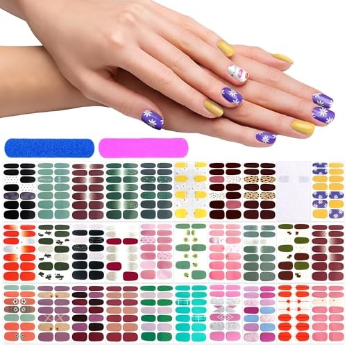 420 Pieces 30 Sheets Nail Wraps with Nail File Nail Polish Strips Glitter Kit1