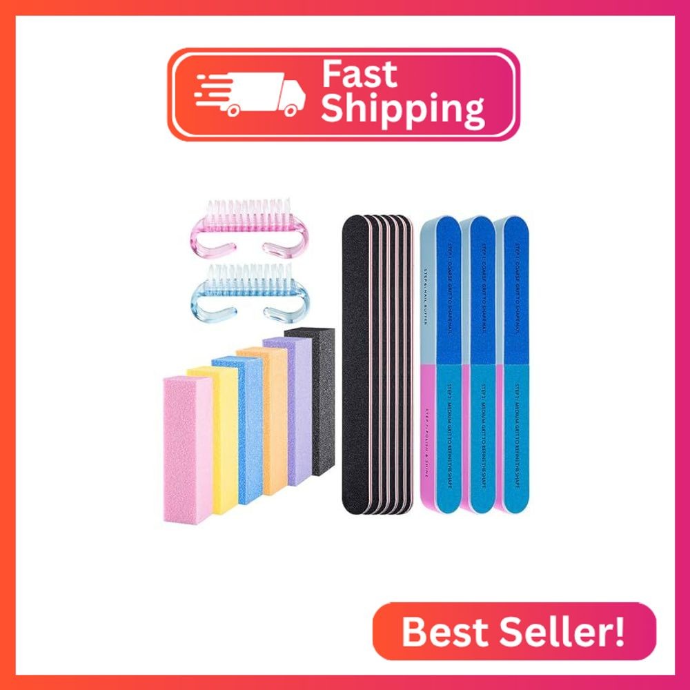 WEILUSI Nail Files and Buffers 17PCS Professional Manicure Tools Kit, Rectangula