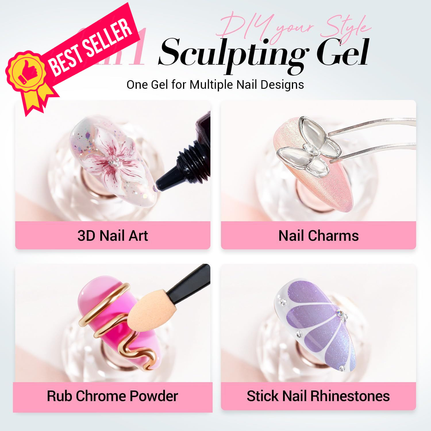 AZUREBEAUTY 3D Gel Nail Art, Sculpting for Molding, Pink