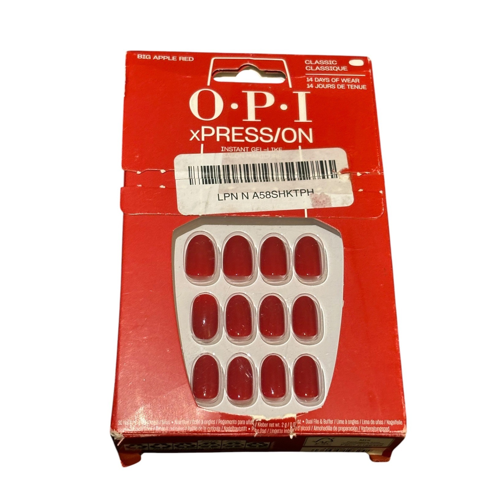 OPI xPRESS/ON Press On Nails Big Apple Red Short Round Gel-Like 30ct Kit