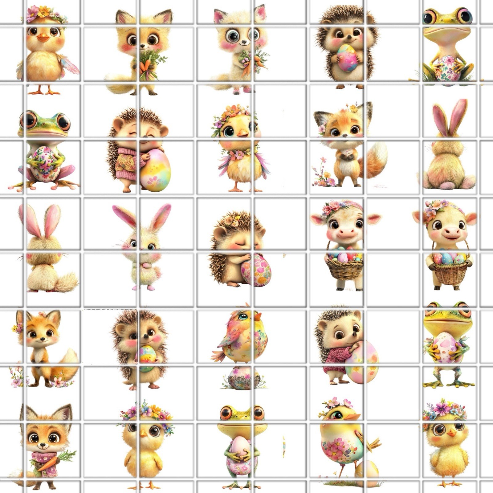Easter Animals Waterslide Finger Nail Decals Set Of 50 Ins Bonus Inc.