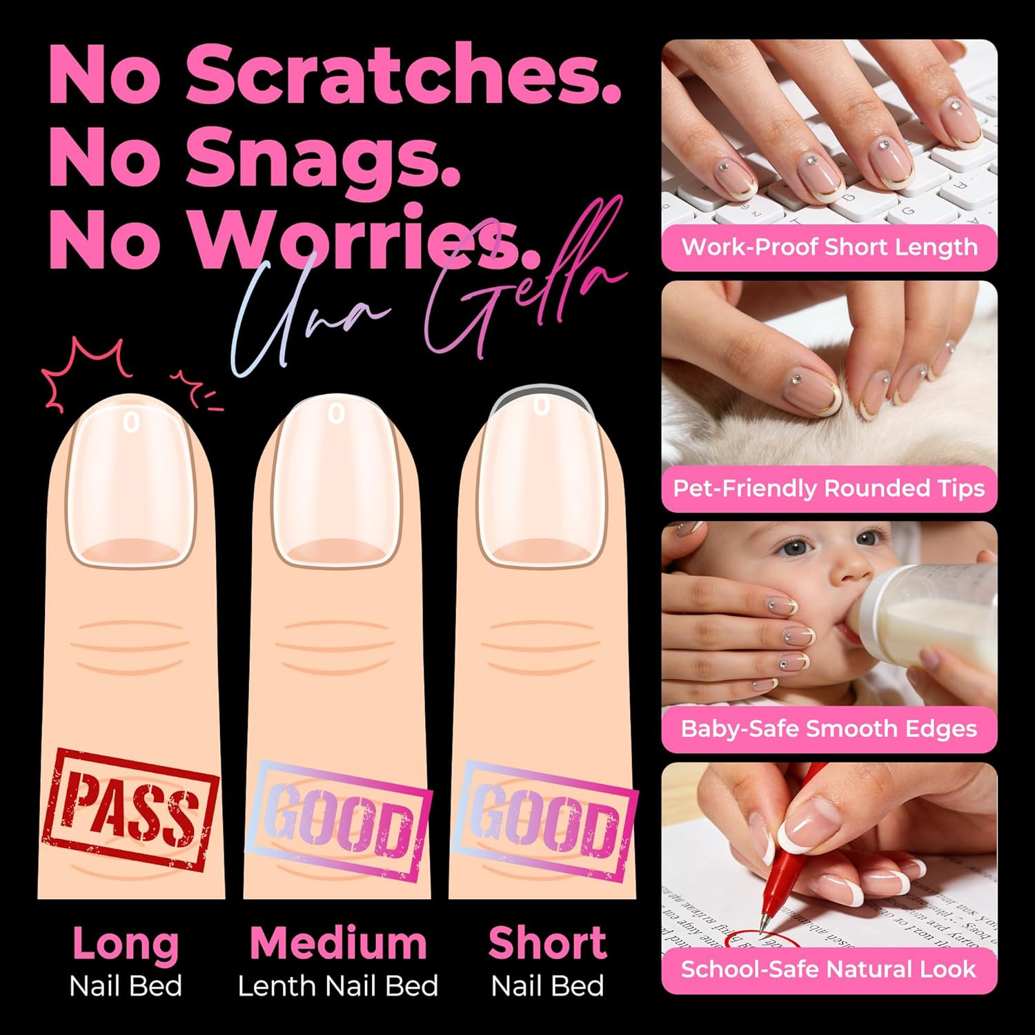 Extra Short Oval Nail Tips, Pre-Etched round Clear Fake Nails 216Pcs Soft Gel Ac
