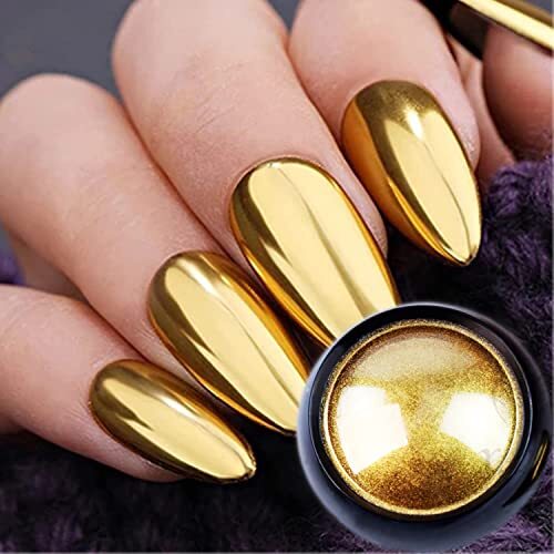 Holographic Mirror Gold Nail Chrome Powder Effect Metallic Dust Sequins UV Gel