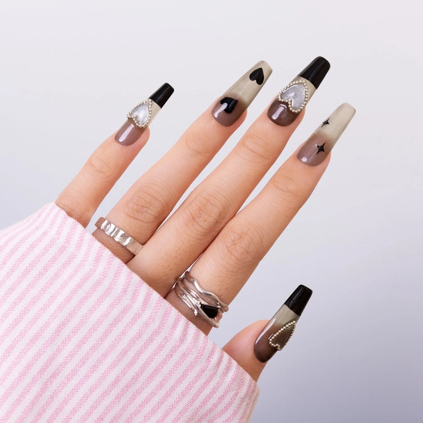SIYOU NAILS | STARLIT LOVE | Press-on Nails – Full Set (10pc)