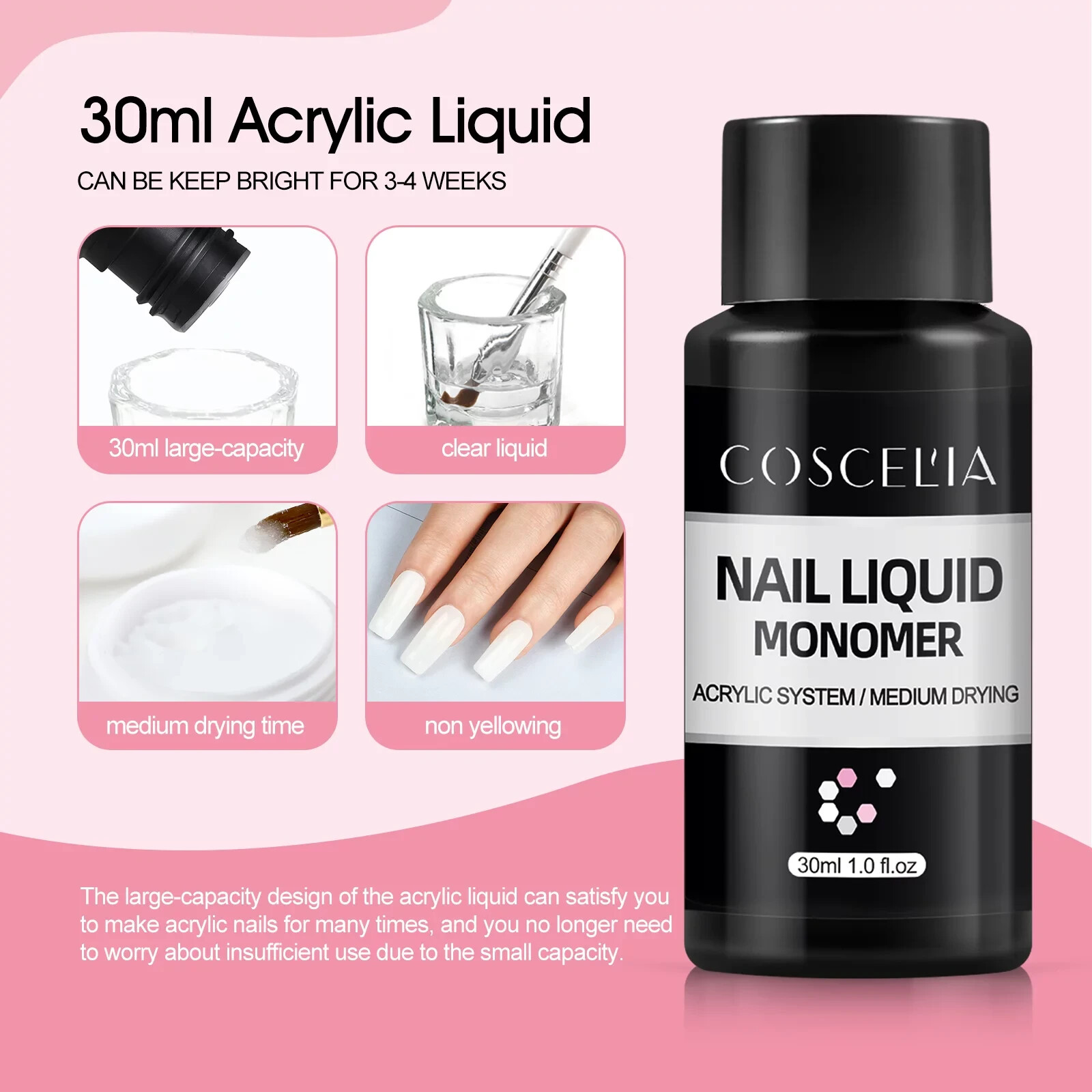Coscelia COSCELIA Acrylic Nail Kit Pink White Clear Acrylic Powder, 12 Colors Na