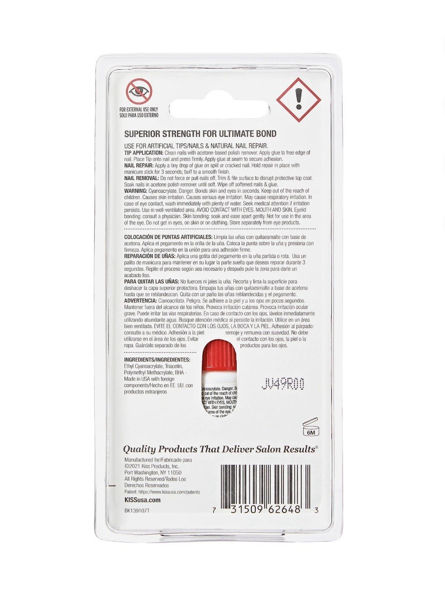 KISS PowerFlex Maximum Speed Nail Glue for Press On Nails, 3g/0.10 oz Pack of 1