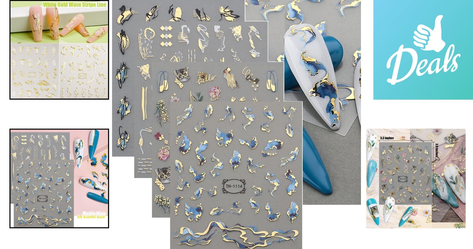 Luxury 12 Pack Nail Stickers with Abstract Designs – Perfect for French Manicure