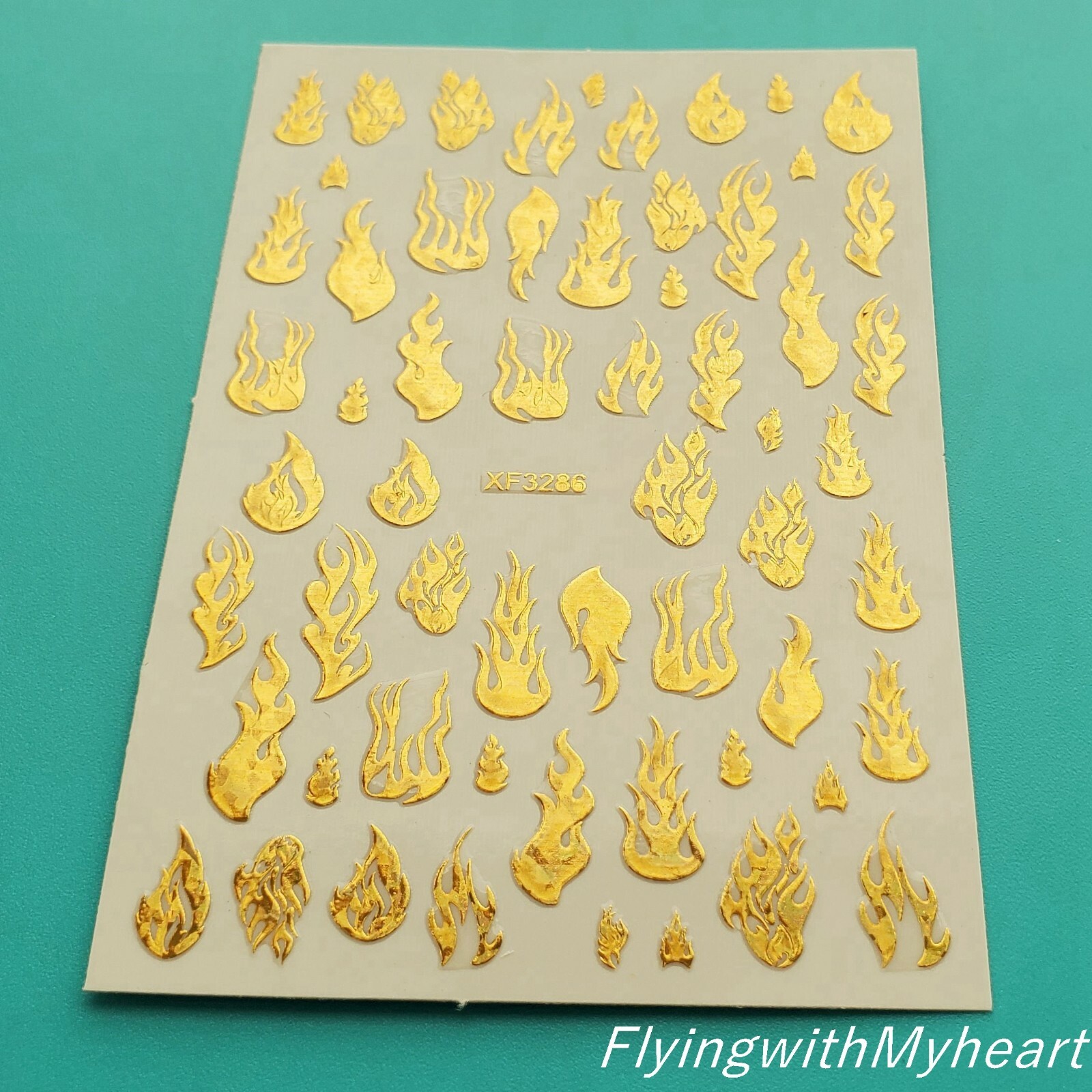Laser Gold Fire Flame Nail Decal Sticker (5 Colors) 3286