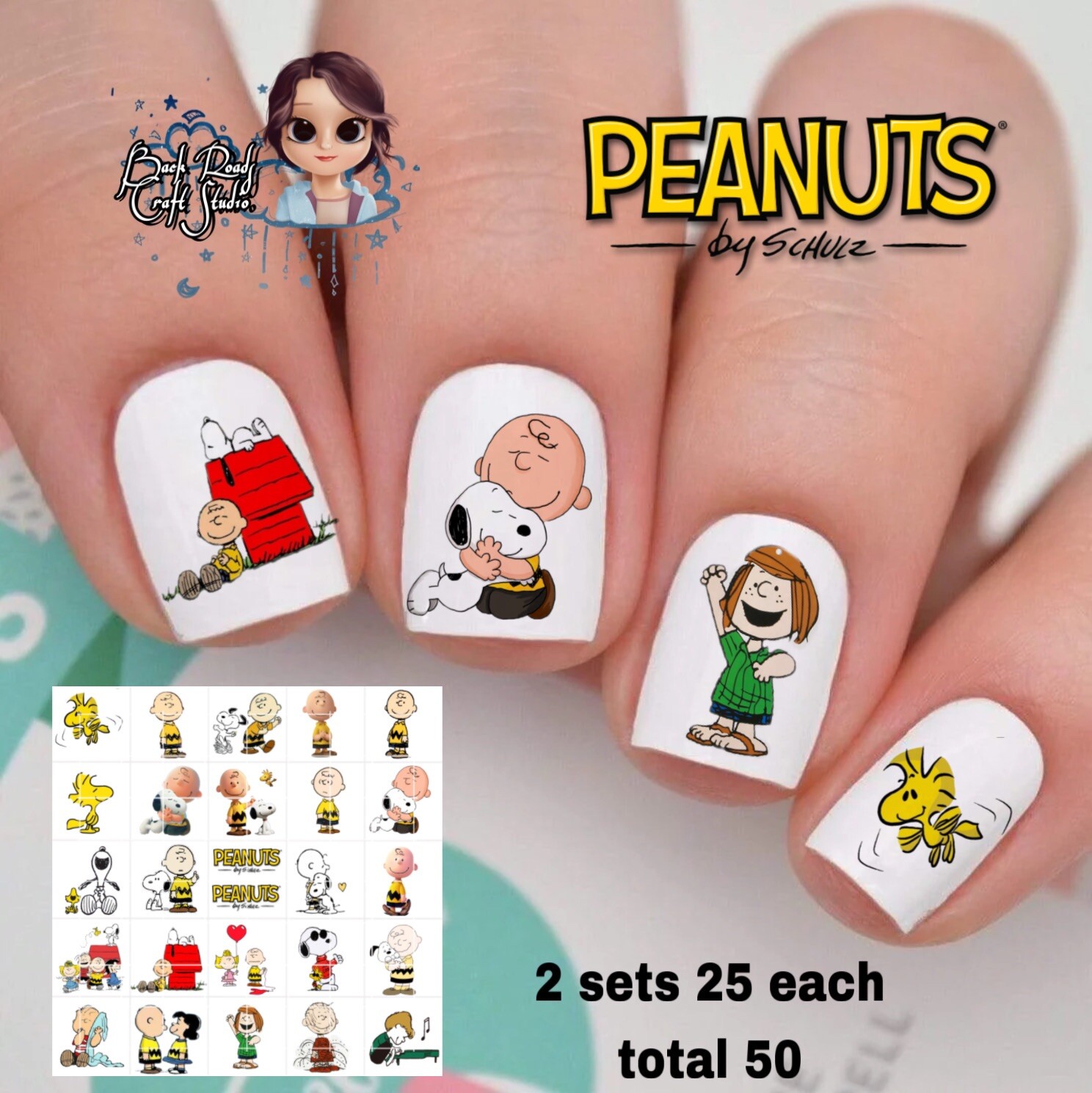 Charlie Brown Snoopy Waterslide Nail Art Decals Set Of 50 Instructions Peanuts
