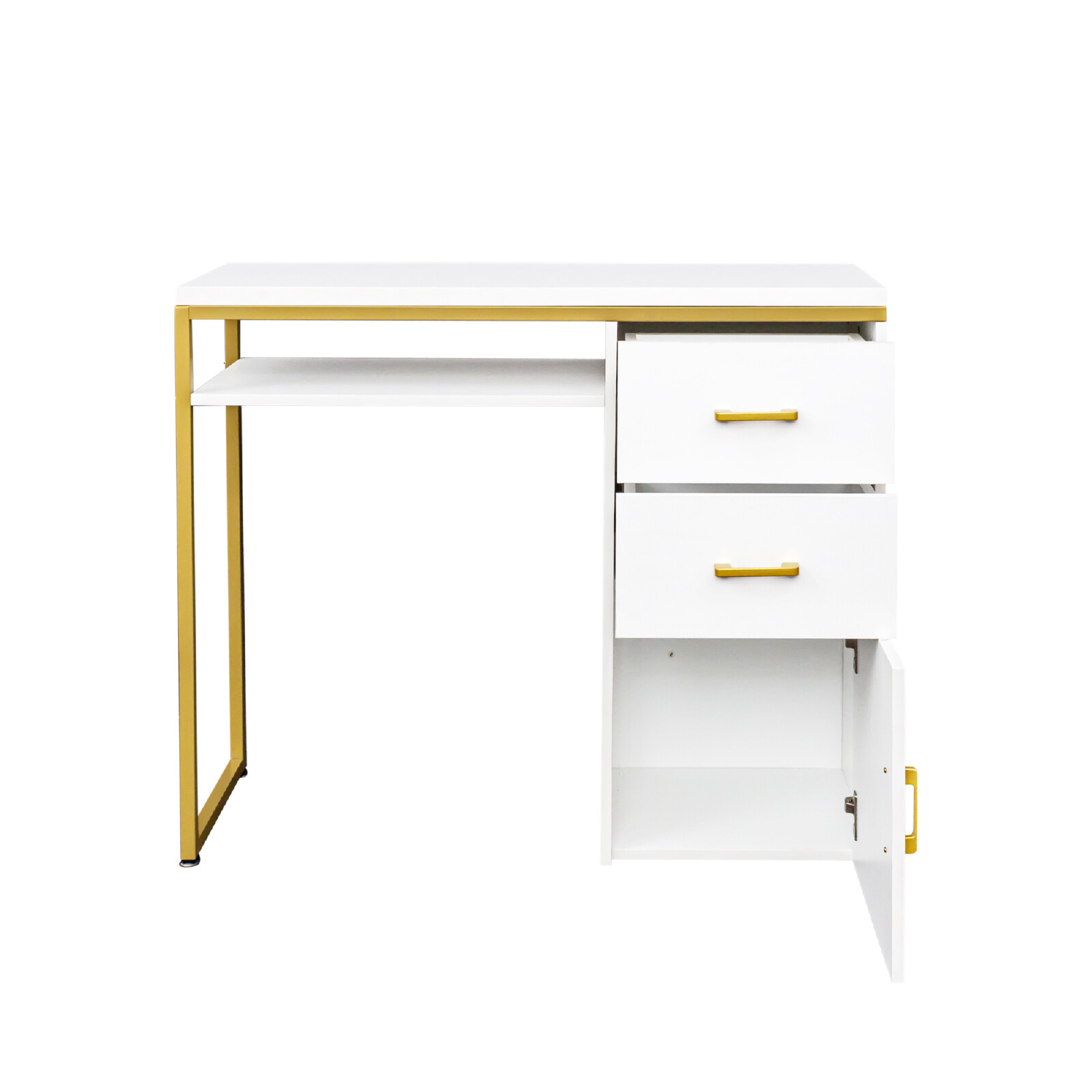 2 Drawers Manicure Table Nail Makeup Office Desk Dressing Cabinet Station Salon