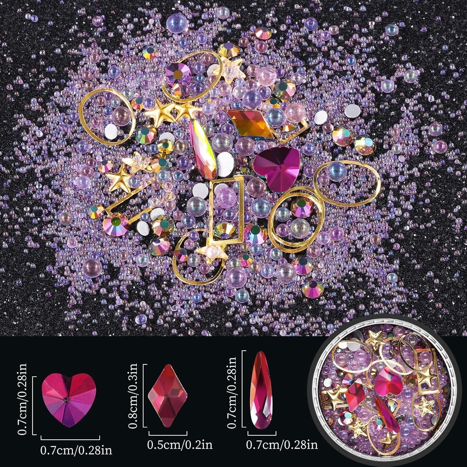 High-Quality Mixed Rhinestones Kit with Crystal Beads – 6 Designs Included