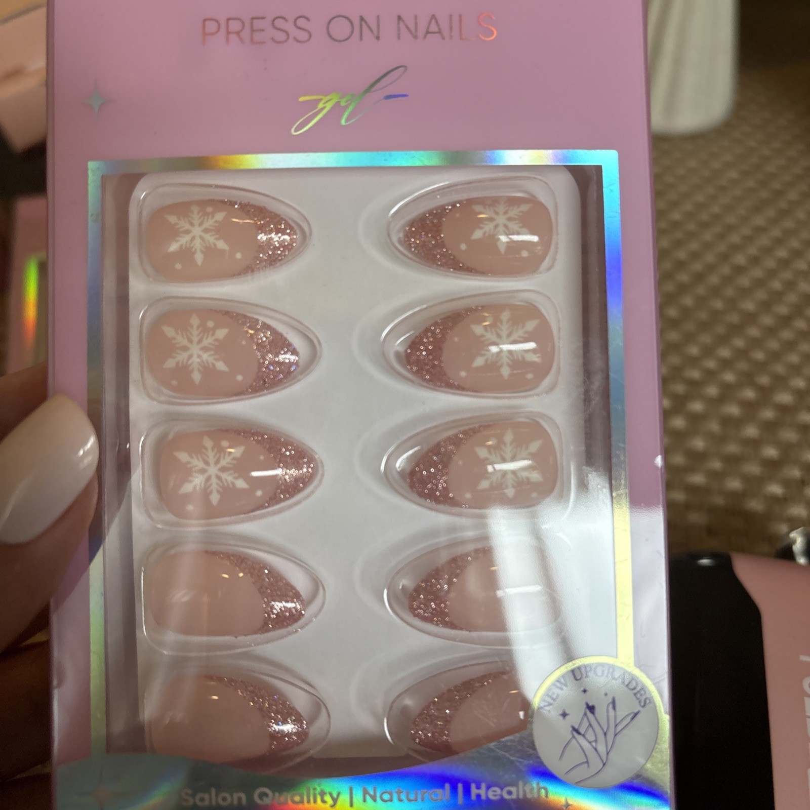 Jofay Press On Nails Christmas Edition Squoval And Almond Shape Glue Incl