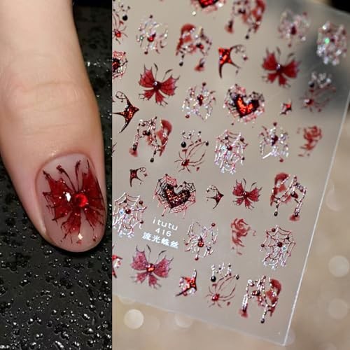Halloween Nail Stickers for Nail Art 5D Red Halloween Stickers Style 7