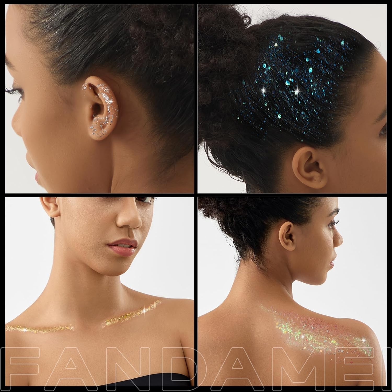 Face & Body Glitter Gel 2PCS 8 Colors, Sparkly Makeup for Women Kids, Hair Glitt
