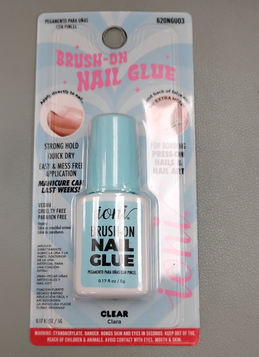 ioni Brush-On Nail Glue Clear 0.17 fl oz (5g) Quick Dry Cruelty-Free