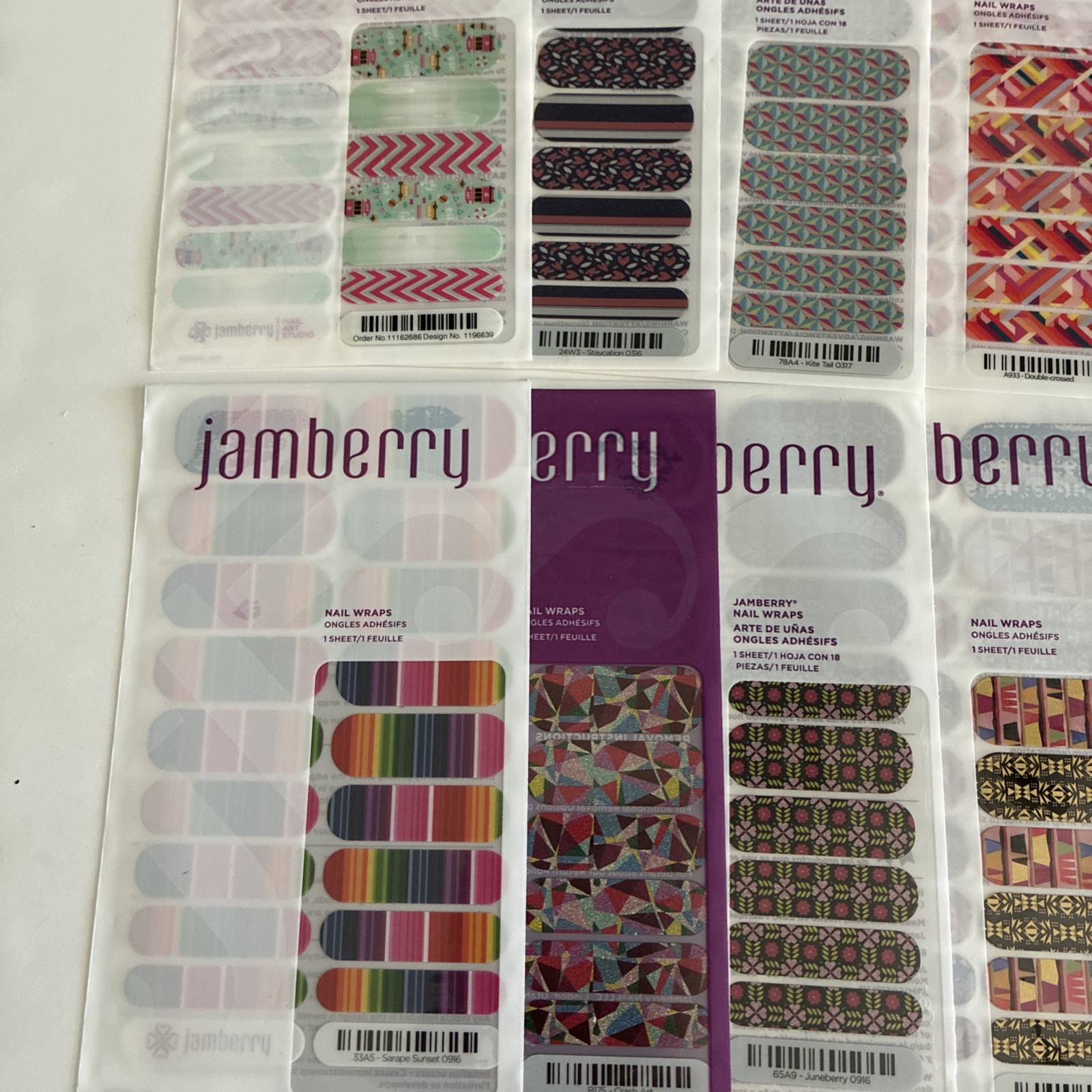 NEW Grab Bag Assorted Mix Multicolor Jamberry Lot Of 23 Full Sheets Nail Wraps