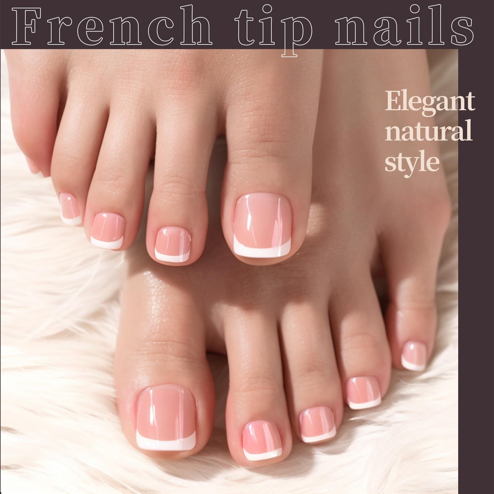FANDAMEI Press on Toenails, 6 Colors Black/White/Nude/Red/Purple/French Tip