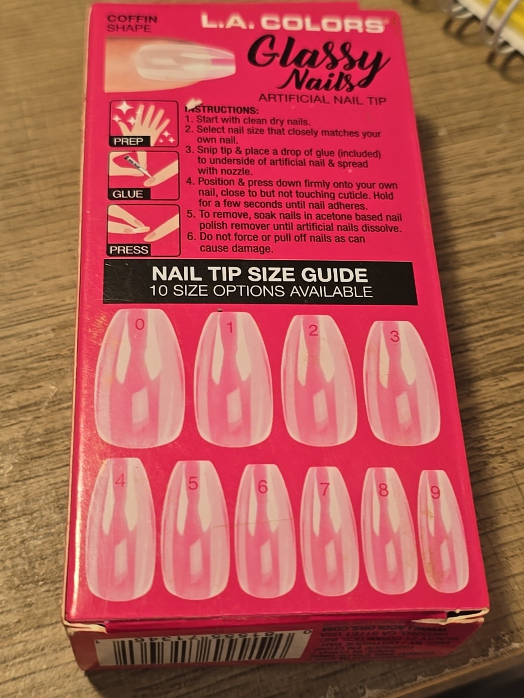L.A. Colors Glassy COFFEN Nail TIPS CLEAR FEXABLE NAIL 24-TIPS, 1-GLUE