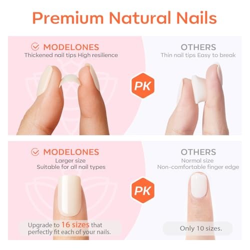 French Tip Press on Nails Almond, Summer Short Almond Fake A1-French White
