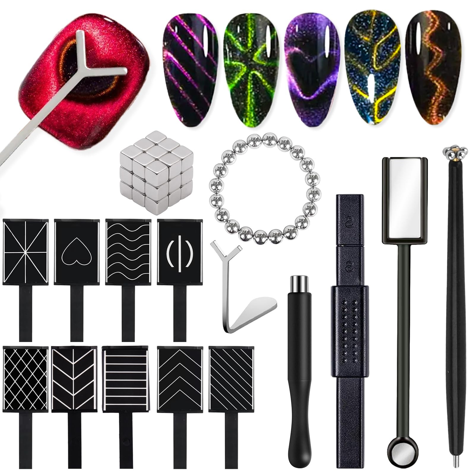 61Pcs Cat Eye Nail Magnet Tool Set, Cat Eye Heart Magnet for Nails, Cat Eye G…