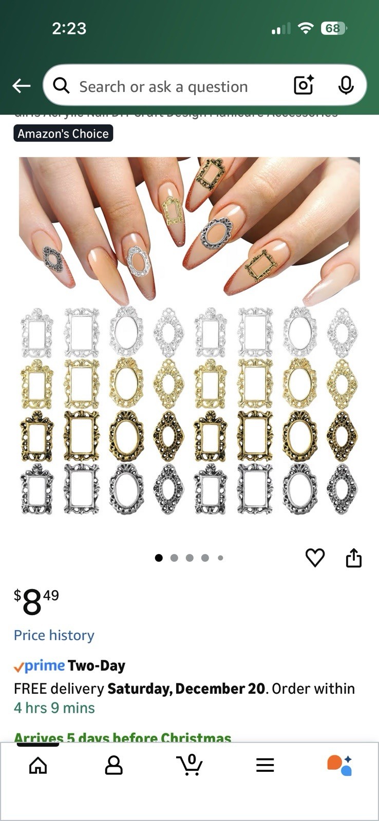 Metal Nail Charms 80pcs, Frame Gothic Nail Art Charms