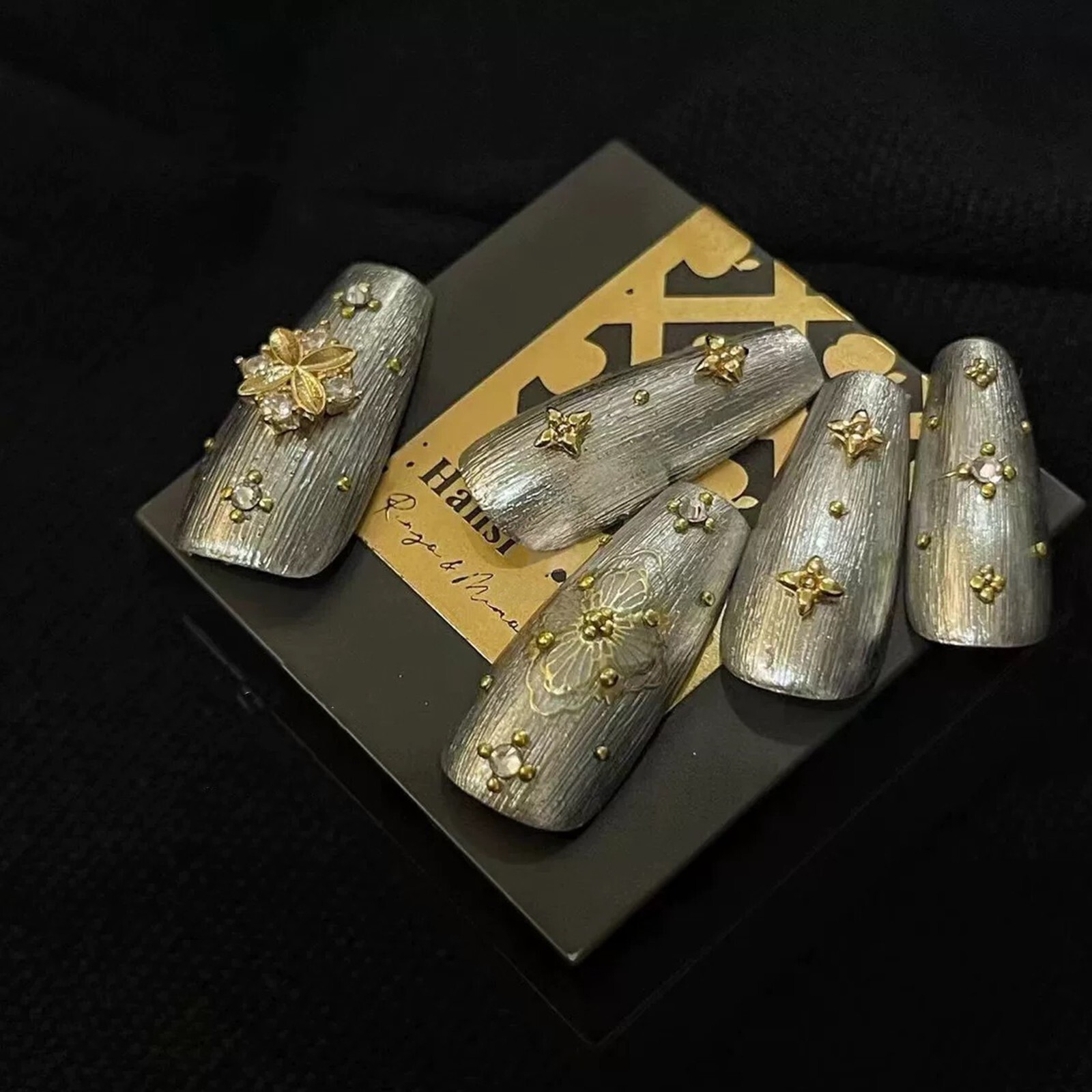 Shiny Gold Bohemian Style Sticker, Hologram Cross Star Design, Nail Art Decal