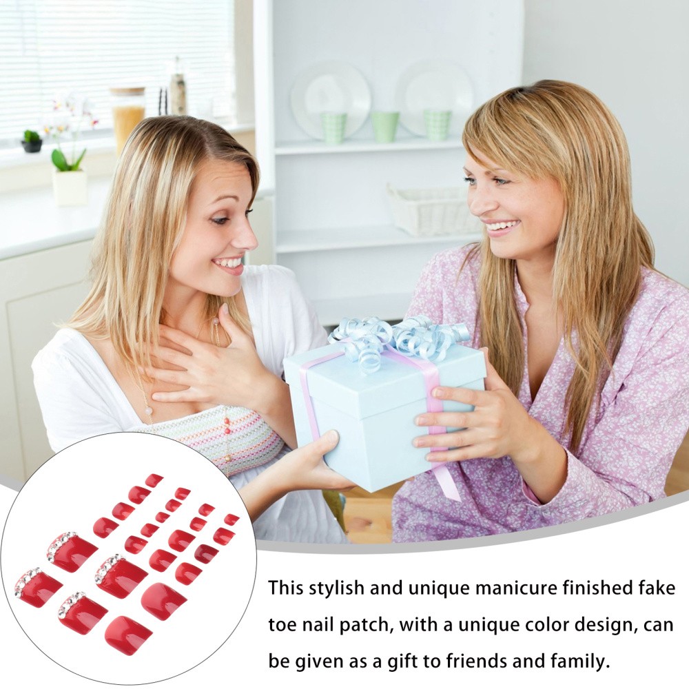 2Sets Red False Toenails Full Cover Nail Tips Perfect for Nail Art and Festivals