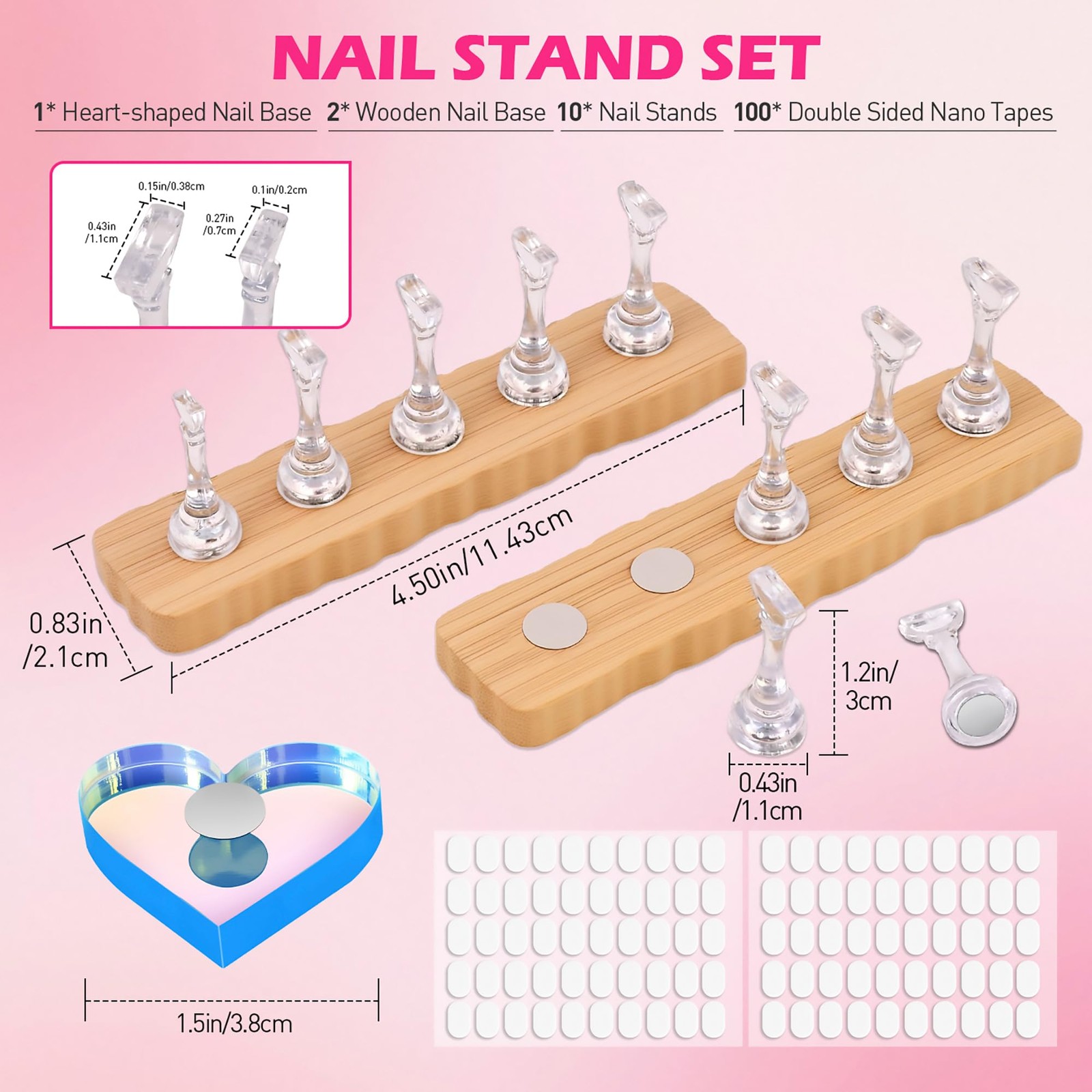 BAGTeck Nail Stand for Press Ons, Holder Painting Nails, 2 Set Clear