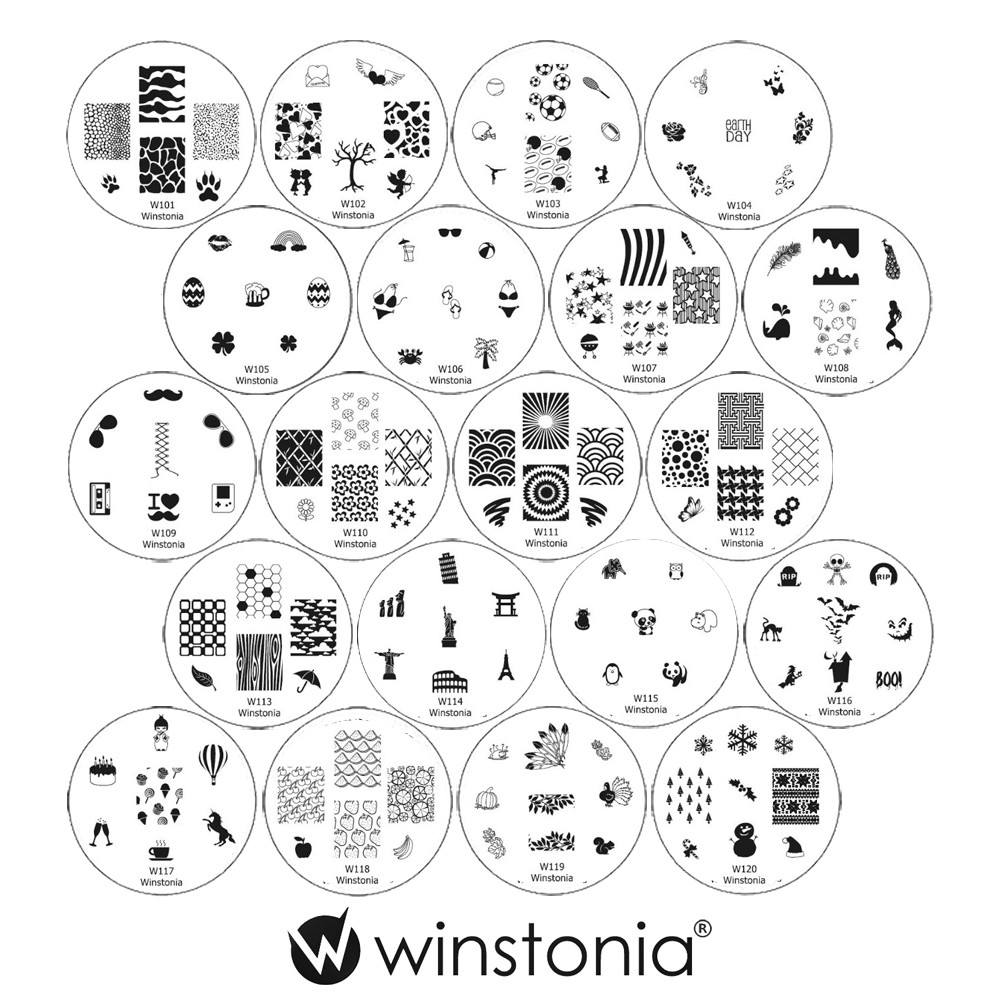 Winstonia Nail Art Stamping Plates Set Stamp Disc Manicure 1ST GEN Template Gel