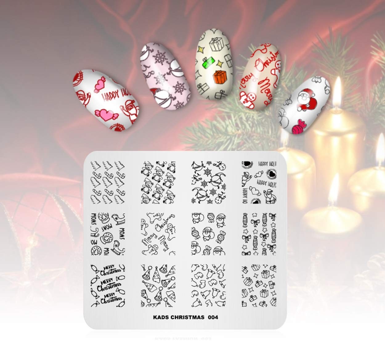 4pcs Christmas Image Plate Nail Stamping Plates Kit Cute Nail Stencils Image …